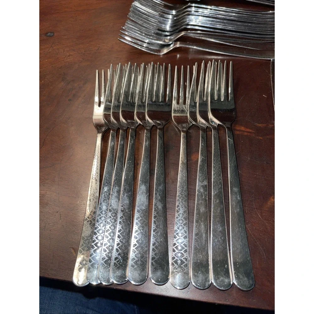 Herdmar Portugal 18/10 Stainless Etched‎ Flatware  Settings 48 Pieces